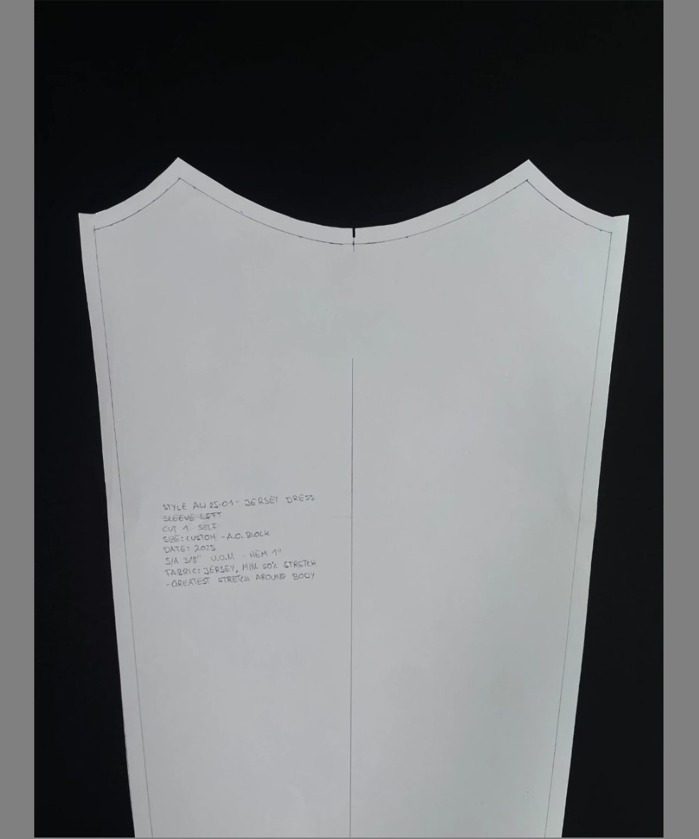 Left sleeve pattern piece