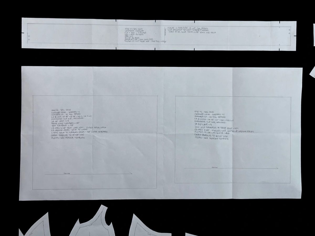 Overskirt pattern piece at 1:5 scale