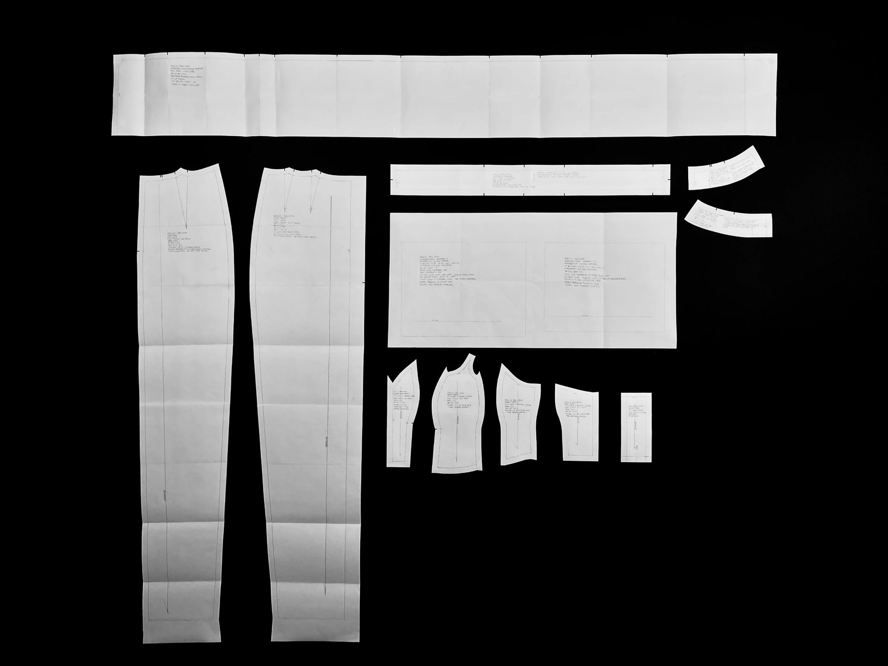 Full production pattern set for Style 03, ten pieces at real size